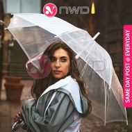 《 𝗜𝗡𝗦𝗧𝗔𝗡𝗧 𝗢𝗣𝗘𝗡 》Korean Trendy Transparent Auto Umbrella J Handle 8 Rib Umbrella Payung Hujan 透明雨伞