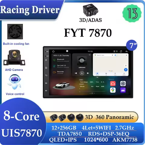 FYT7870 7inch Android13 Car Stere Radio 5G WIFI Carplay& Android Auto GPS DSP Multimídia Carplay And