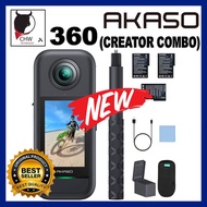AKASO 360 CREATOR COMBO FREE INVISIBLE STICK,3 BATTERY & CHARGER CASE