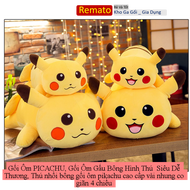 Gối Ôm PICACHU Gối Ôm Gấu Bông Hình Thú Siêu Dễ Thương Thú nhồi bông gối ôm pikachu cao cấp vải nhu