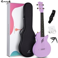 Enya Tenor Ukulele 26 Inch NOVA UE PRO Carbon Fiber Cutaway Travel Ukelele for Adult with Beginner Bundle Kit Including Online Video Lessons, Case, Strap, Capo and Strings(Purple)