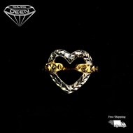 SMS DEEN Heart Rhodium Ring, ±2.5GM - Gold 916 Emas - Cincin Love (Sz: 15 - 2.56GM)