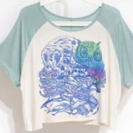 女裝 莫代爾涼感拼色Tee 棒球上衣 撞色衣-到蘭嶼 旅行 貓頭鷹