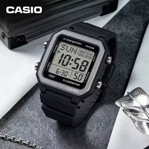 CASIO W-221H Series Digital Watch 10-Year Battery 50M Waterproof LED Backlight World Time Stopwatch 