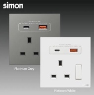 Simon M7 AIR 20A 2 WAY USB TYPE-C Fast Charging CAT6 DATA Switch Socket