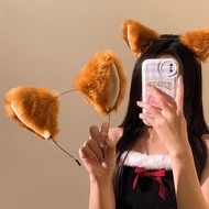 Cute coffee fox ears plush headband cosplay women's face wash makeup photo props hair accessories he