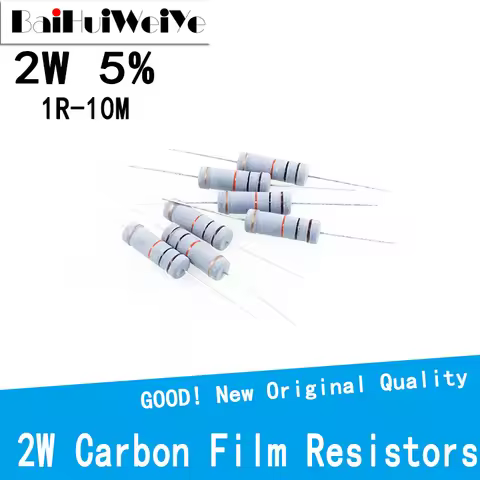 20PCS/LOT 0R-10M 2W Carbon Film Resistor 5% 2W 100R 220R 1K 1.5K 2.2K 4.7K 10K 22K 47K 100K 100 220 