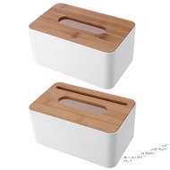 Plastic Tissue Box Modern Wooden Cover Paper Home Car Napkins Holder Cases [Warner.sg]