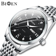 BIDEN Jam Tangan Pria Original Kalender Luminous Luxury Tali Stainless Steel Jam Tangan Cowok