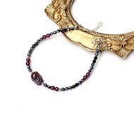 開運祈福系列-黑曜石x石榴石x太赫茲x紅極光貔貅925純銀手鍊