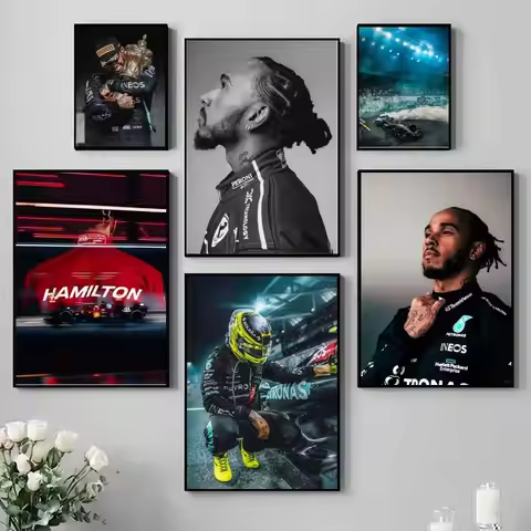 1PC racing driver Lewis H-Hamilton Poster Self-adhesive Art Waterproof Paper Sticker Coffee House Ba