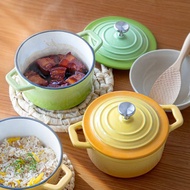 日本霜山 漸層色雙耳琺瑯鑄鐵鍋(附蓋)-14cm-多色可選