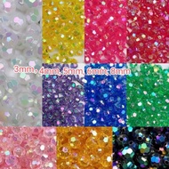 3/4/5/6/8mm Acrylic Faceted Round Beads Color AB