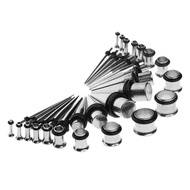 [xdnblun] 36 Pieces Stainless Steel Punk Ear Stretching Kit Plugs and Tapers Set 14G - 00G