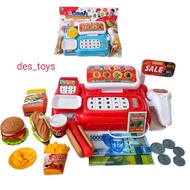 MESIN CHILDREN'S TOYS BURGER CASH MACHINE CASH REGISTER POUCH HAPPY COOKING COOKING COMPLETE SET