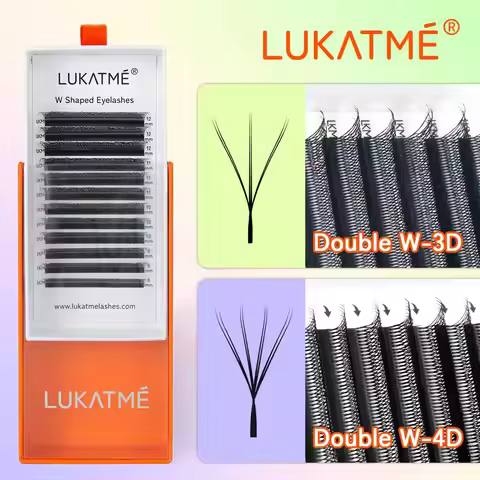 LUKATME Double 4D Double 3D Eyelash Extensions Premade Volume Fans 6D 8D Lashes 7-14mm Mega Volume W