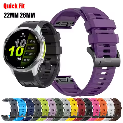 22mm 26mm Quickfit Soft Silicone Band For Garmin Fenix 8X 7X E 6X 5 Bracelet Forerunner 970 955 965/