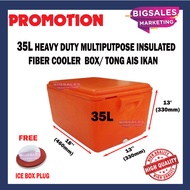 BIGSALES 35 Liter Tong Ais Ikan Tong Oren Tong Fiber Kotak Sejuk Fiber Laut Beku / Fibre Ice Box Ora