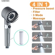 4 in 1 Massage Shower 3 Modes High Pressure Water Saving Rain Shower Head Set