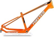 24er MTB Frame Carbon Fiber Mountain Bike Frame 13.5'' Women Students Hardtail Frame XC Disc Brake QR 135mm Internal Routing (Color : Orange, Size : 24x13.5'')