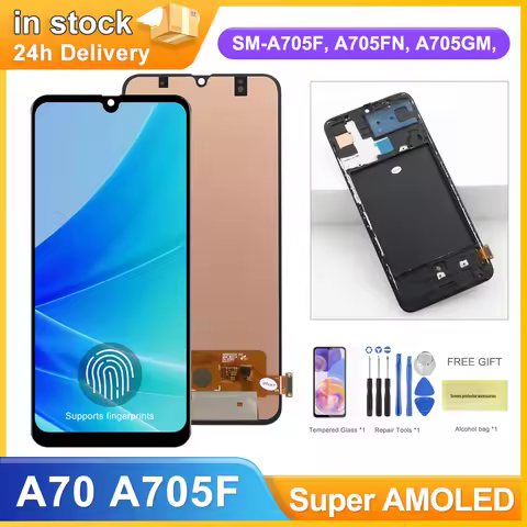6.7'' Super AMOLED A70 Display Screen with Fingerprint, for Samsung Galaxy A70 A705 A705F Lcd Displa
