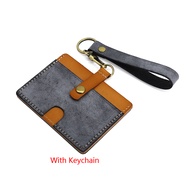 Luxury Cross Style ID Badge Holder For Office Genuine Leather Luggage Tag Identity Bus Card Set Neck Lanyard Easy Pull Keychain