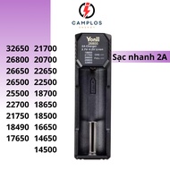 CAMPLOS 2A 1-slot fast charger for battery 26800 21700 26650 18650 14500 Yonii 26800 lithium battery