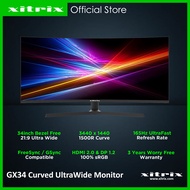 Xitrix GX34 34 Inch 165Hz Ultra Fast ; 21:9 Ultra Wide Curved Gaming and Professional Monitor; Ultra WQHD 400 nits; 3440 x 1440; 1500R Curvature ; 3 Years Warranty