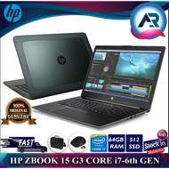 LAPTOP HP ZBOOK15 G3 WORKSTATION-CORE I7-6700HQ/ 64GB DDR4 RAM/512GB SSD M.2/2GB DDR5 AMD FIREPRO 87