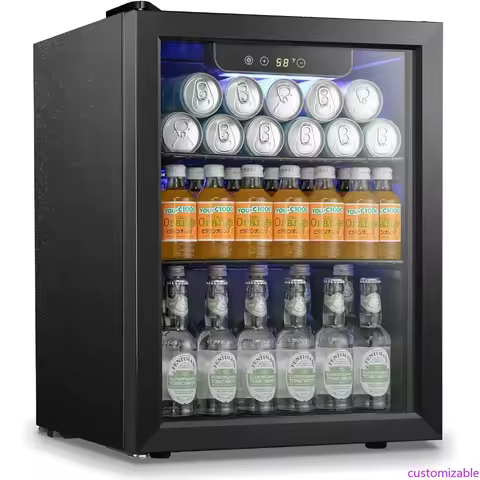 Beverage Refrigerator Cooler 68 Can, Mini Fridge with Glass Door for Beer Drinks Wine,Freestanding S