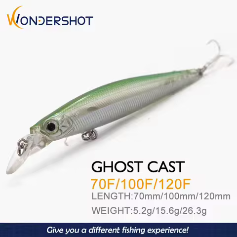 Wondershot A02 70/100/121mm 5.2/15.6/26.3g Minnow Fish Lures Floating Fishing Lure Hard Artificial B