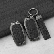 New Zinc Alloy Leather Car Key Case Cover Shell Fob For Toyota CHR Hilux Fortuner Land Cruiser 200 Camry Corolla Crown RAV4 Highland Accessories