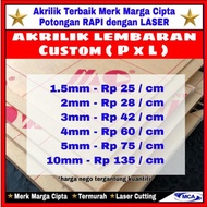 AKRILIK Lembaran 1.5mm Uk. CUSTOM / Akrilik bening/Margacipta/ Arcylic