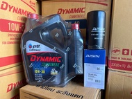 ** เซตน้ำมันเครื่องพร้อมกรอง น้ำมันเครื่อง ปตท ptt dynamic commonrail ไดนามิก 10w-30 และ 15w-40 ขนาด