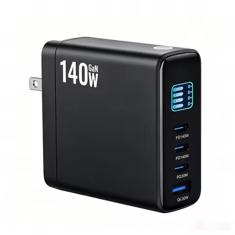 140W GaN Charger 4-Port Fast Charging Smart Digital Display PD/QC Protocol Universal Travel Charger 