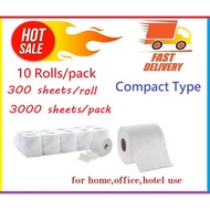 Compact Toilet Roll Tissue Paper / Bathroom Pulp Tissue Paper ((10 Rolls)/cutie compact alternative 