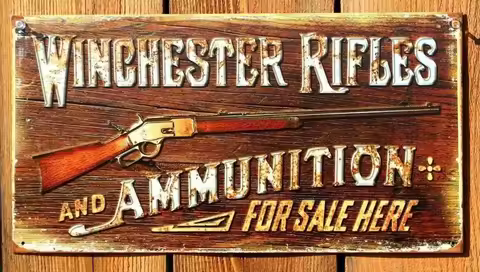 1d,Winchester Rifles Ammunition Ad Ammo Gun Vintage Look Retro Style Metal Tin Sign es