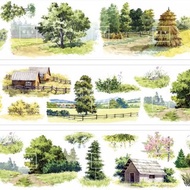 林間茅舍 田舎風景 水彩畫造景 PET 和紙膠帶 台灣製 10米卷
