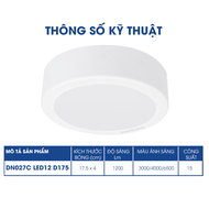 Bộ đèn ốp trần Philips LED tròn lắp nổi DN027C Công suất (11W 15W 18W 23W)