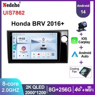 HONDA BRV BR-V 2016+ Android Player Car Multimedia wireless Carplay Auto Stereo 9" 2K QLED Screen Wi