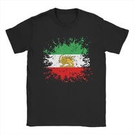 T-Shirt Bendera Iran Lion Sun Bendera Parsi Iran T-Shirt Hip Hop Lengan Pendek Baju Vintage Leher Bu