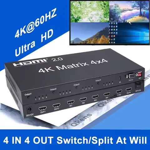 4K 60Hz True HDMI Matrix 4x4 4 Inputs and 4 Outputs Vs HDMI 2.0 Matrix 2x4 4x2 Switch Splitter Video