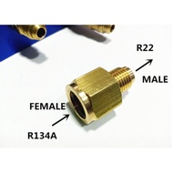 【 R134A TO R22 】CONVERTER ADAPTER GAS TONG HOSE 转换头TANK (F 1/2" X M 1/4") REFRIGERATOR FRIDGE R12 FITTING FLARE FLARING
