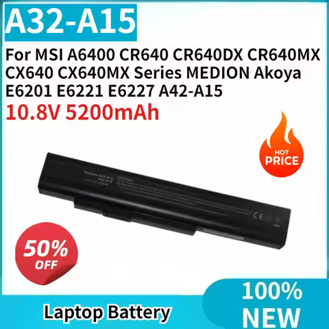A32-A15 Laptop Battery 5200mAh for MSI A6400 CR640 CR640DX CR640MX CX640 CX640MX Series MEDION Akoya