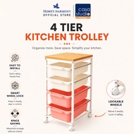Casa Studio Daaling 4 Tier Kitchen Trolley | Space Saving | Multi-Purpose | Modern Design | Modern D