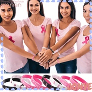 JONY 6/8PCS Breast Cancer Awareness Bracelets, Strength Silicone Rubber Bracelet,  Hope Faith Courag