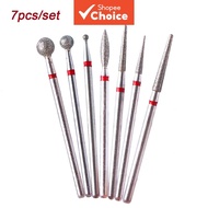 7pcs Cuticle Diamond Nail Drill Bits, 3/32 Nail Bits Kit for Nail Drill E-File for Acrylic Gel Manic