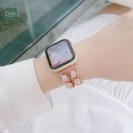 สําหรั Applewatch  พร้อมส่งจากไทย🇹🇭สไตล์ชาแนล สาย สําหรับ Applewatch watch 7 6 5 4 3 Se 38/40/41/42/44/45mm (งานลูกโซ่) สาย smart watch