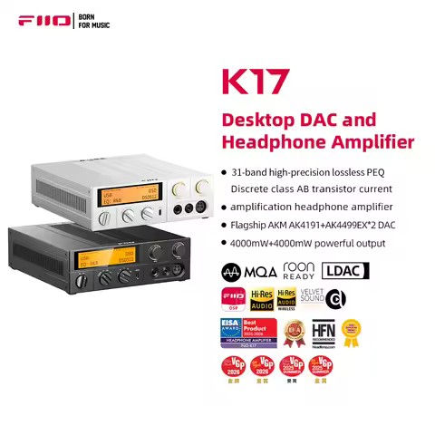 FiiO K17 Desktop DAC&Headphone Amplifier AK4191+AK4499EX*2 , 31-band PEQ, MQA,Support DSD512 32Bit/7