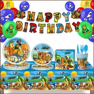 NS5 Italian Brainrot Tung Tung Tung Sahur party tablecloth banner fork plates balloons background SN